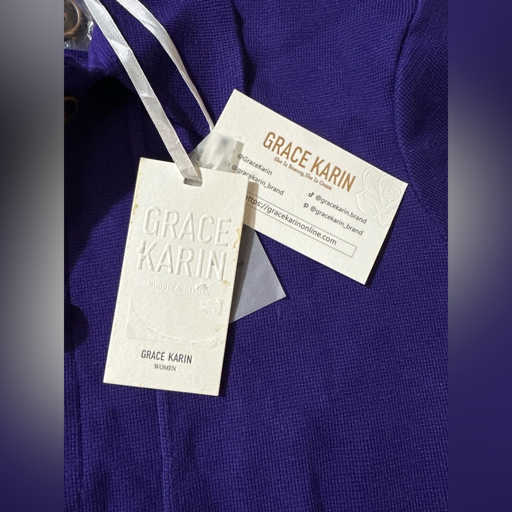 Grace Karin Deep Purple Cardigan - Picture 2 of 4